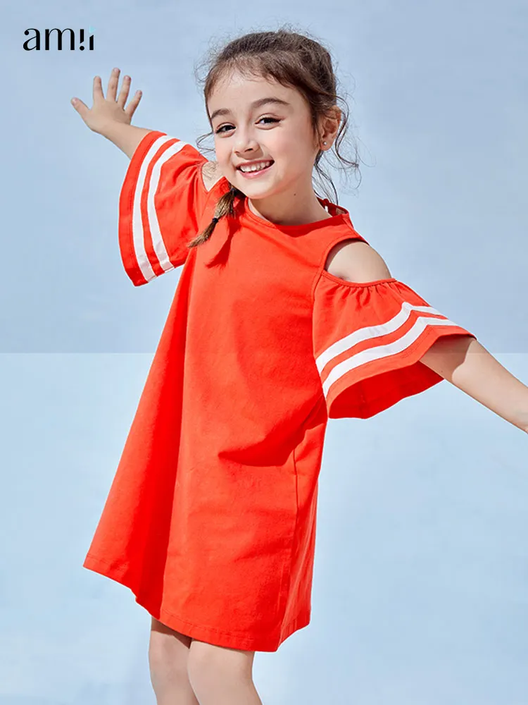 

Amii Kids 4-14 Years Old Dress for Girls 2022 Summer Midi Loose Princess Dress Cotton Children Clothes 22170039