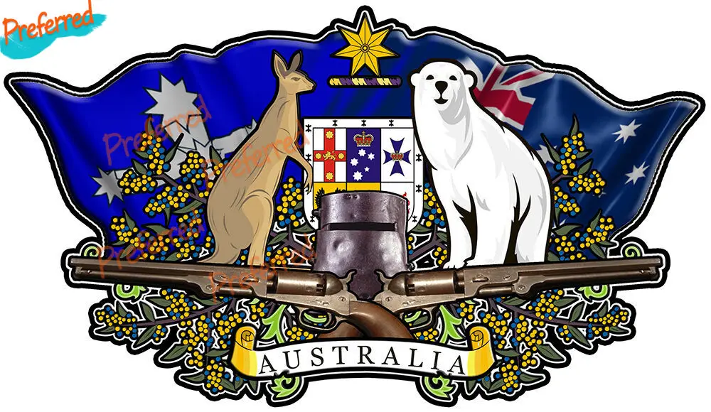 

Australian Coat of Arms DECAL NED KELLY BUNDY BEAR 100mm