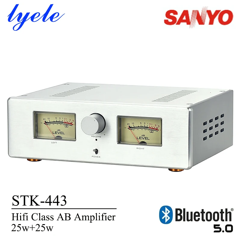

Lyele Audio STK443 Power Amplifier Retro Class AB Amplifier Vocal Sweet High Power 25w*2 Bluetooth 5.0 Vu Meter High End Amp