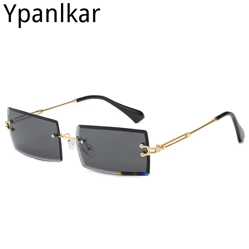 

Sunglasses Men Cool Rectangle Sun Glasses Mens Fashion Popular Rimless Rectangle Eyeglasses Women UV400 Oculos De Sol Feminino