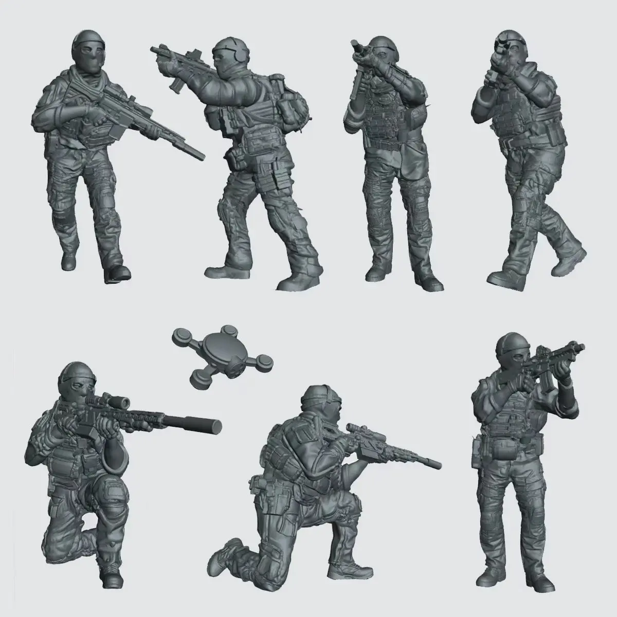 Фото Миниатюрные модели солдат 1/35, 1/48, 1/72 для диорам, неокрашенные смоляные фигурки российских спецназовцев, военные мини-фигурки №1