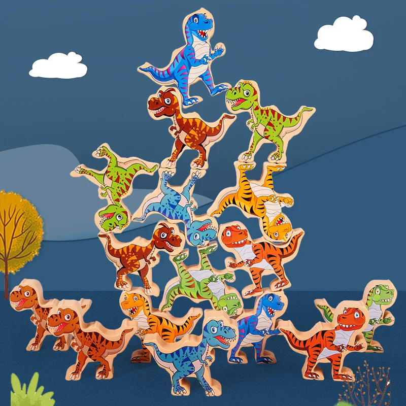 

New dinosaur building blocks balance overlapping arhat parent-child interactive desktop game building blocks toys