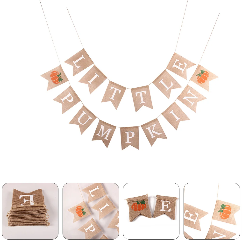 Льняной баннер маленький флаг тыквы каминные украшения овсянка на День