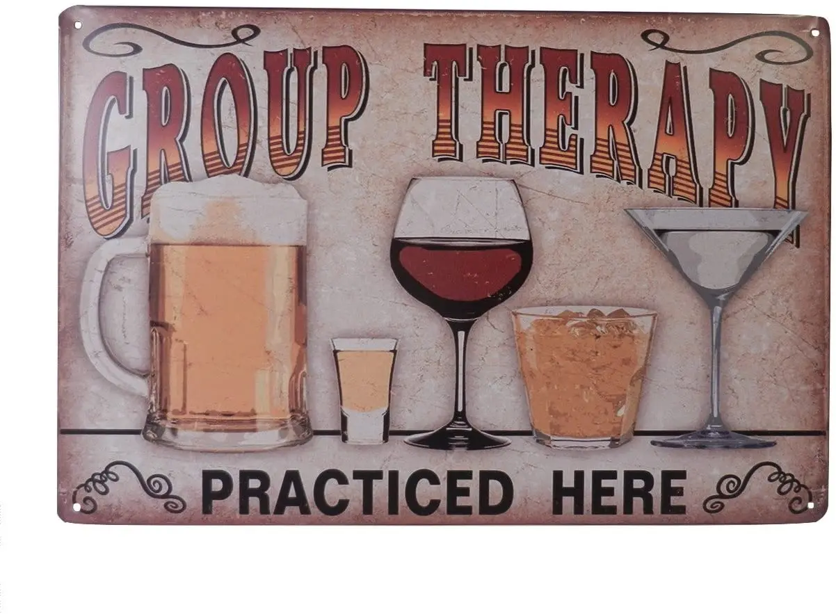 

Strosportsandtech Beer Alcohol Drinking Group Therapy Funny Tin Sign Bar Pub Diner Cafe Wall Decor Home Decor Art