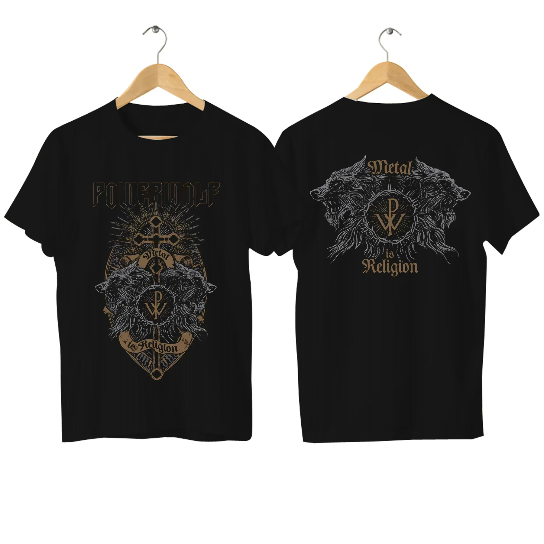 Фото Мужская Повседневная футболка с принтом Powerwolf, удобная дышащая уличная футболка оверсайз с графическим принтом «Via bolosa» №3