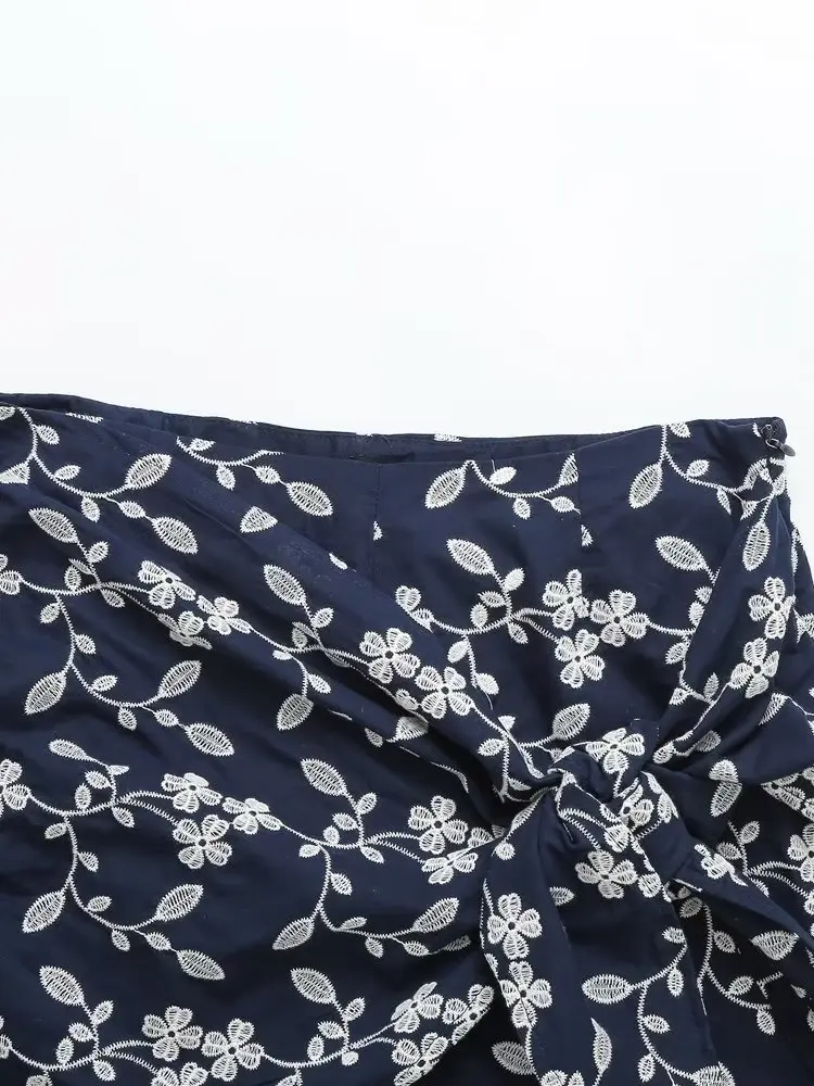 Jenny&Dave French Country Fashion Ladies Harem Bermuda Casual Cotton Embroidery Shorts for Women