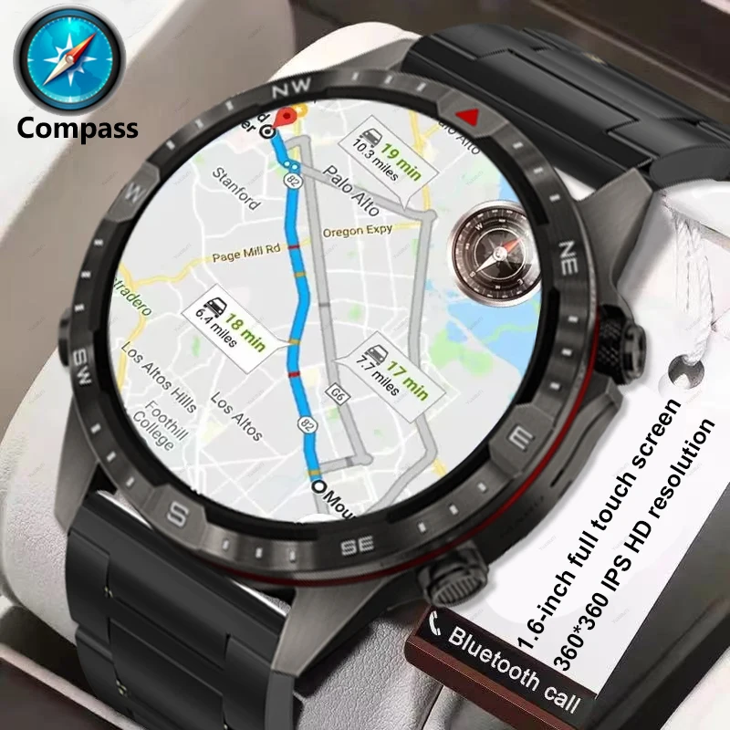 

For Huawei Compass Titanium Business Sports SmartWatch Man Panda Glass Mirror NFC Bluetooth Call IP68 Waterproof 340mAh Watches