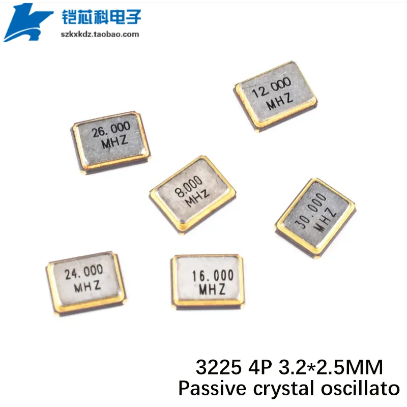 10 шт. 3225 4-контактный 3,2 * 2,5 мм SMD пассивный кварцевый генератор 10 МГц 12 МГц 24 МГЦ 40 МГЦ 16 МГц 20 МГц 8 МГц