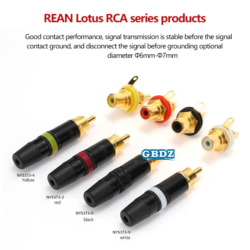 Разъем REAN RCA белый красный и черное кольцо позолоченное разъем Phono Audio Video Lotus