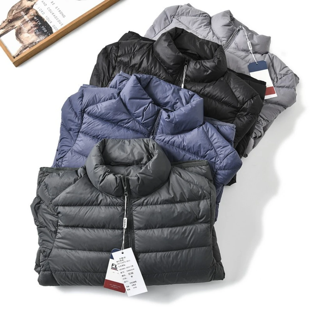 Warm light down jacket for keeping warm in the cold Men's stand collar warm padded down jacket