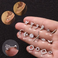 1piece diameter 1 2mm piercing stud earrings for women fashion jewelry wing bar lip circle inlaid zircon stud earrings