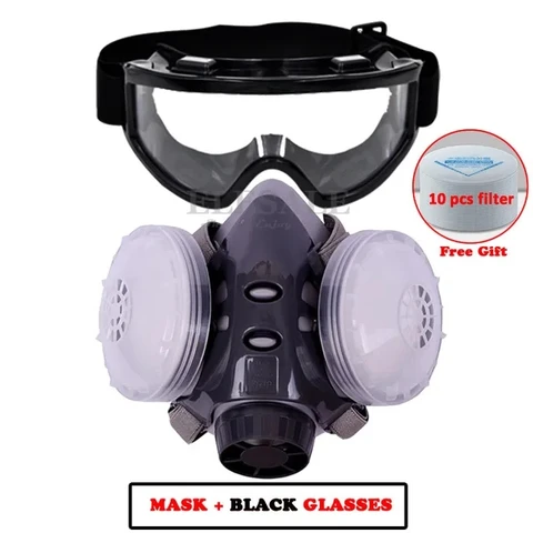 Полумаска для лица пылезащитные очки 10 фильтров двойные фильтры KN95 Пылезащитная маска респиратор для плотника строителя полировка безопасный