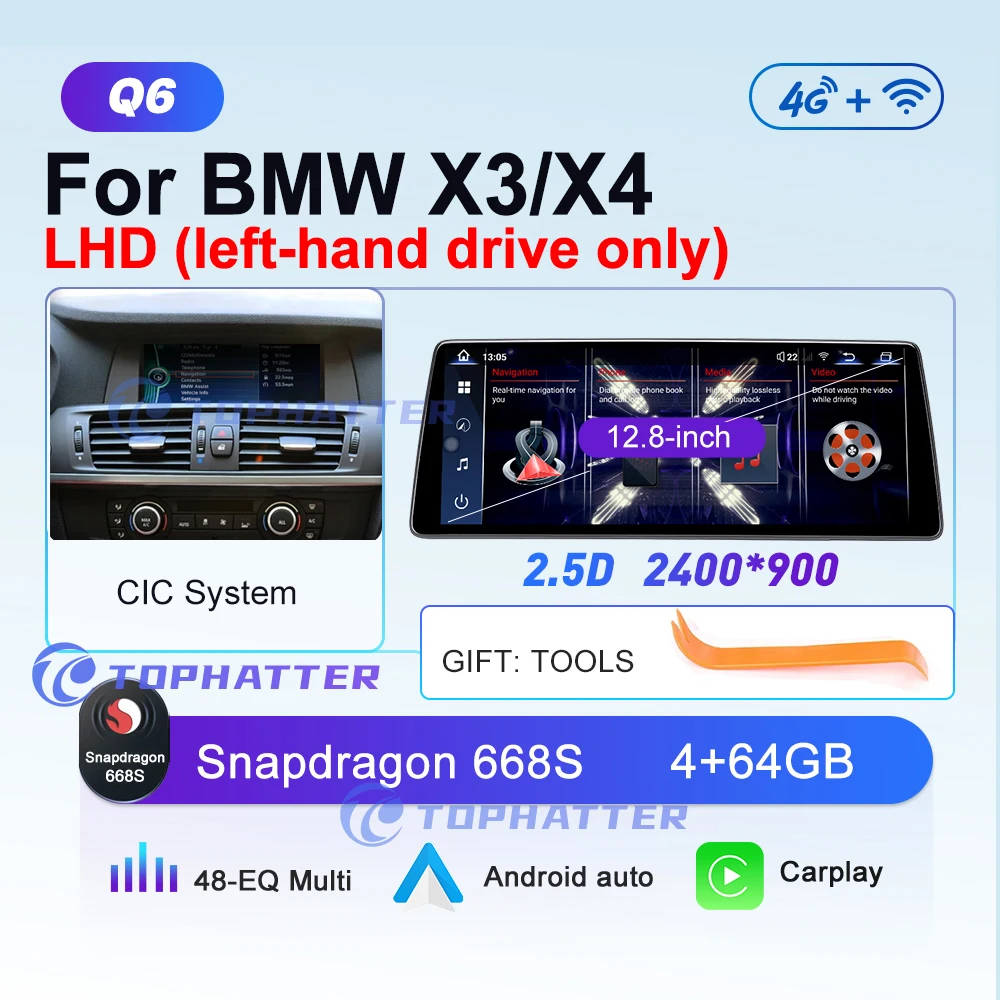 

12,8 2K 2.5D 2400*900 автомобильное радио для BMW X3 F25 X4 F26 экран CarPlay Android Auto мультимедийный проигрыватель Navi головное устройство 360 3D аудио