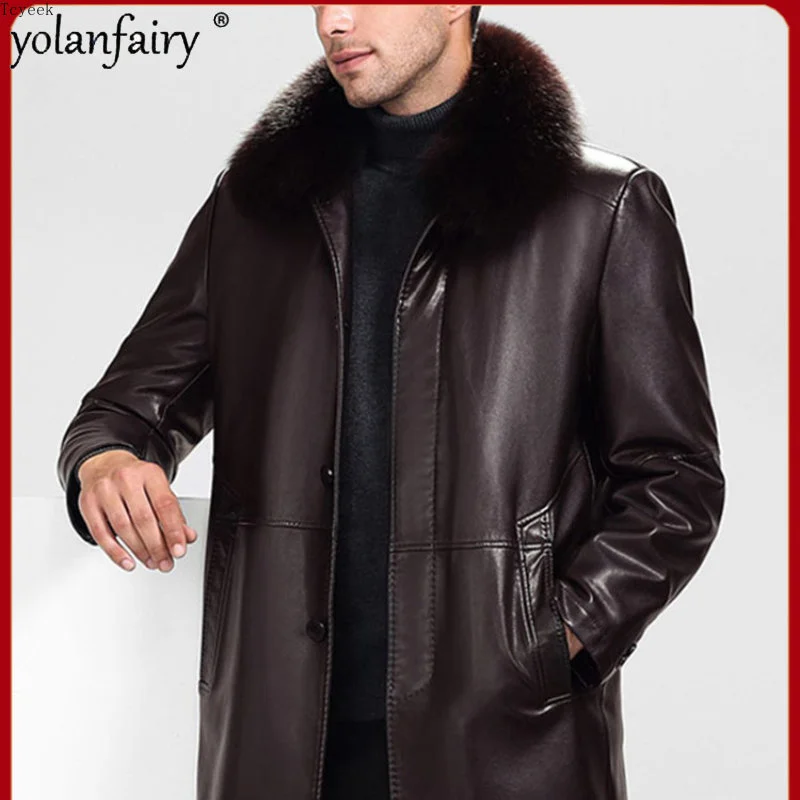 

Мужские пальто, куртка из натуральной кожи, Мужское пальто из овечьей шкуры, норковая внутренняя отделка, меховое Норковое Пальто «Все в одн...