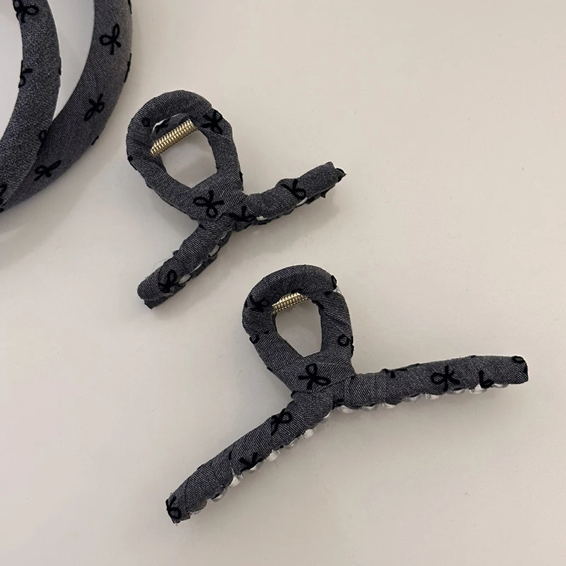 Модная заколка для волос с черным серым бантом девочек когтями женщин большая в