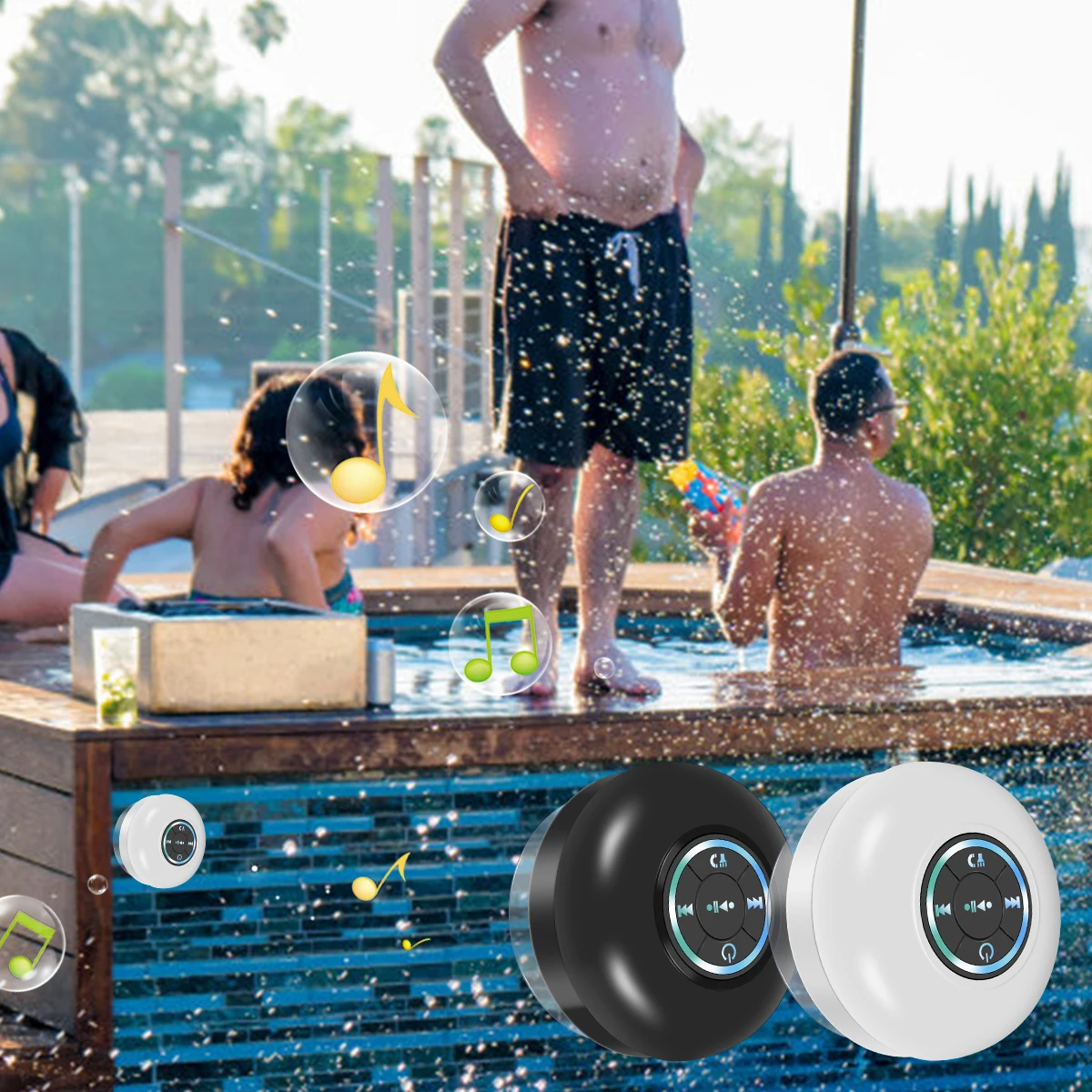 

Bluetooth-динамик для душа IPX4, водонепроницаемый Bluetooth-динамик с присоской, портативный Bluetooth-динамик с светодиодный Ной подсветкой