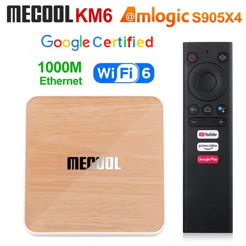 

Mecool Wifi 6 Amlogic S905X4 KM6 Deluxe 4 ГБ 64 ГБ Android TV 10,0 Сертифицированный Google AV1 BT5.0 1000 м ТВ-приставка 4G 32G 2G 16G