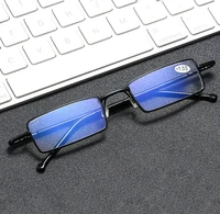two pairs penholder anti blu light reading glasses men and women rectangle alloy portable foldable superthin 1 2 3 to 4