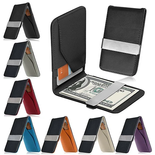 

Clips Holder Money Wallet Card Men's Clamp Cash Purses Multifunctional Fashion Money Women Leather Man For Thin Free Metal Ship