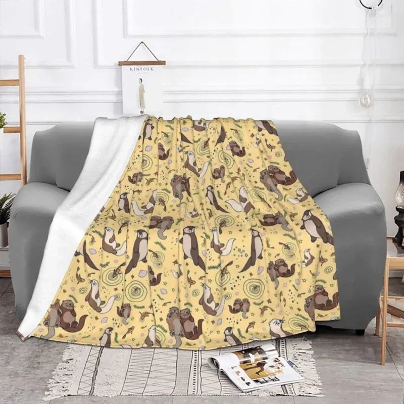 

Sea Otters Cute Animal Velvet All Season Multi-Function Warm Throw Blankets For Bedding Bedroom Plush Thin Quilt
