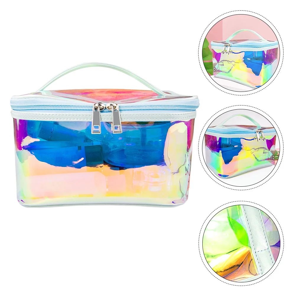 

Tpu Portable Transparent Bag Tote Wash Travel Toiletry Laser Creative Storage Practical Makeup Purses