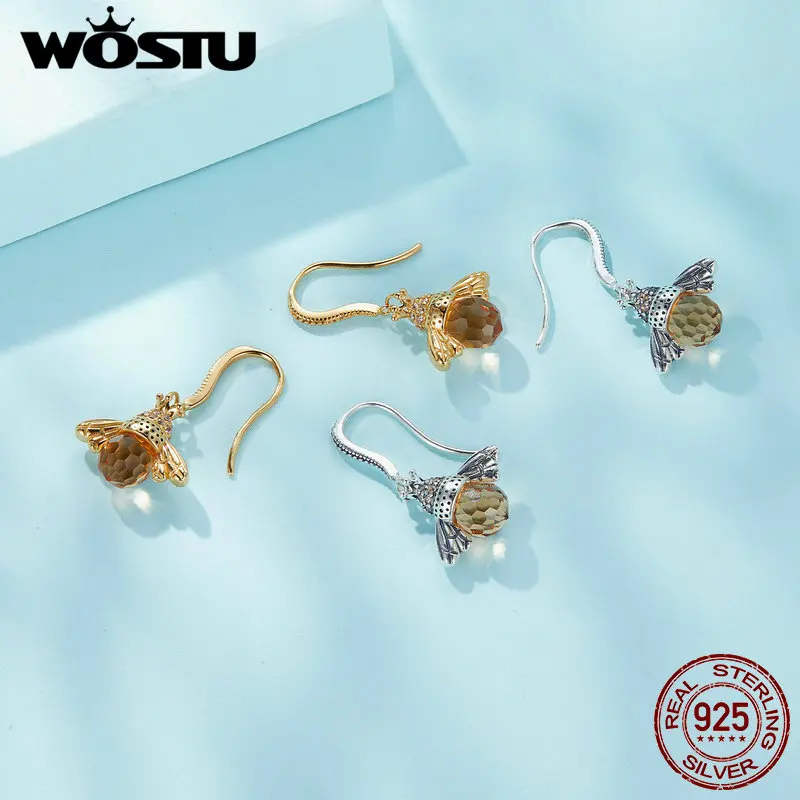 Женские серьги-подвески в виде пчелы из стерлингового серебра 100% пробы