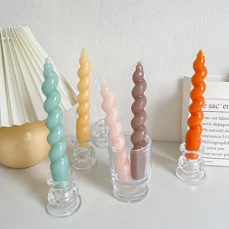 

Click French Twist Spiral Rotating Candle Lovely Candy Color Festival Wedding Atmosphere Decoration Ins Style