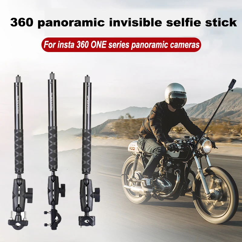 HONGDAK for Insta360 X2 X3 Motorcycle Bicycle Panoramic Selfie Stick Invisible Monopod Handlebar Bracket for GoPro Accessories