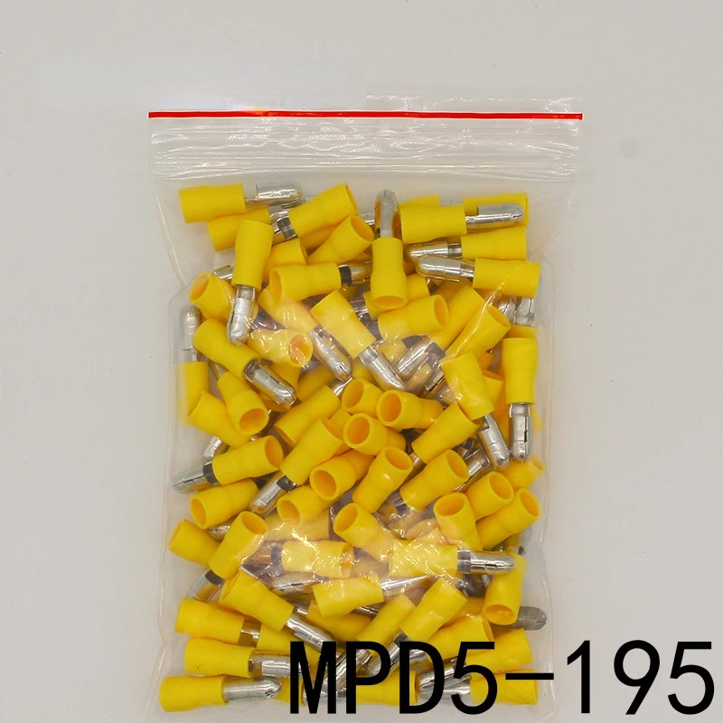 

MPD5.5-195 MPD5-195 100PCS Bullet Shaped male Insulating Joint Wire Connector Electrical Crimp Terminal AWG12-10 MPD