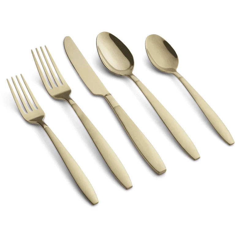 

Mathison Champagne Sand & Mirror 18/0 Stainless Steel 20-piece Flatware Set, Service for 4 Professional Home Kitchenware Cookwar