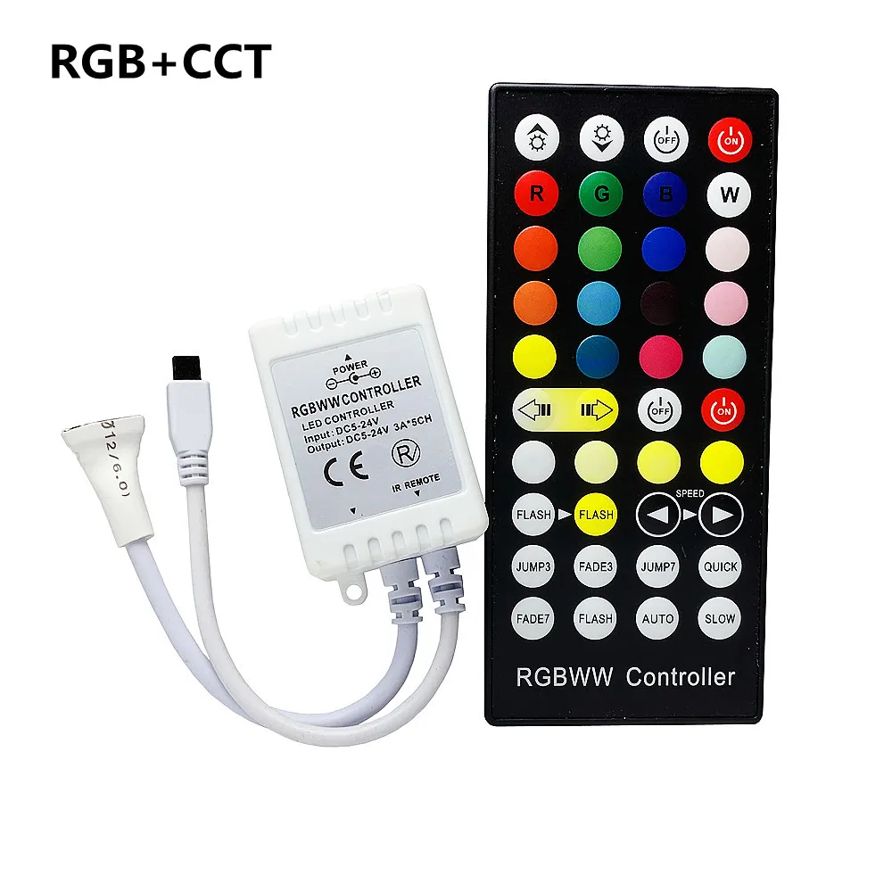 

Светодиодная лента RGB + CCT с дистанционным управлением, 5 каналов * 4 а, ИК, 40 клавиш, для светодиодной ленсветильник 5050 RGB RGBW RGBWC