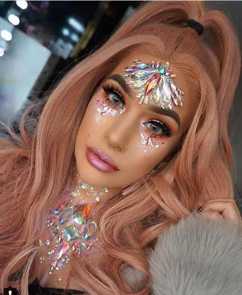 New 3D Pearl Crystal Sticker Music Festival Shiny Face Decoration Party Fashion Acrylic Drill Sticker Temporary Tattoo Stickers