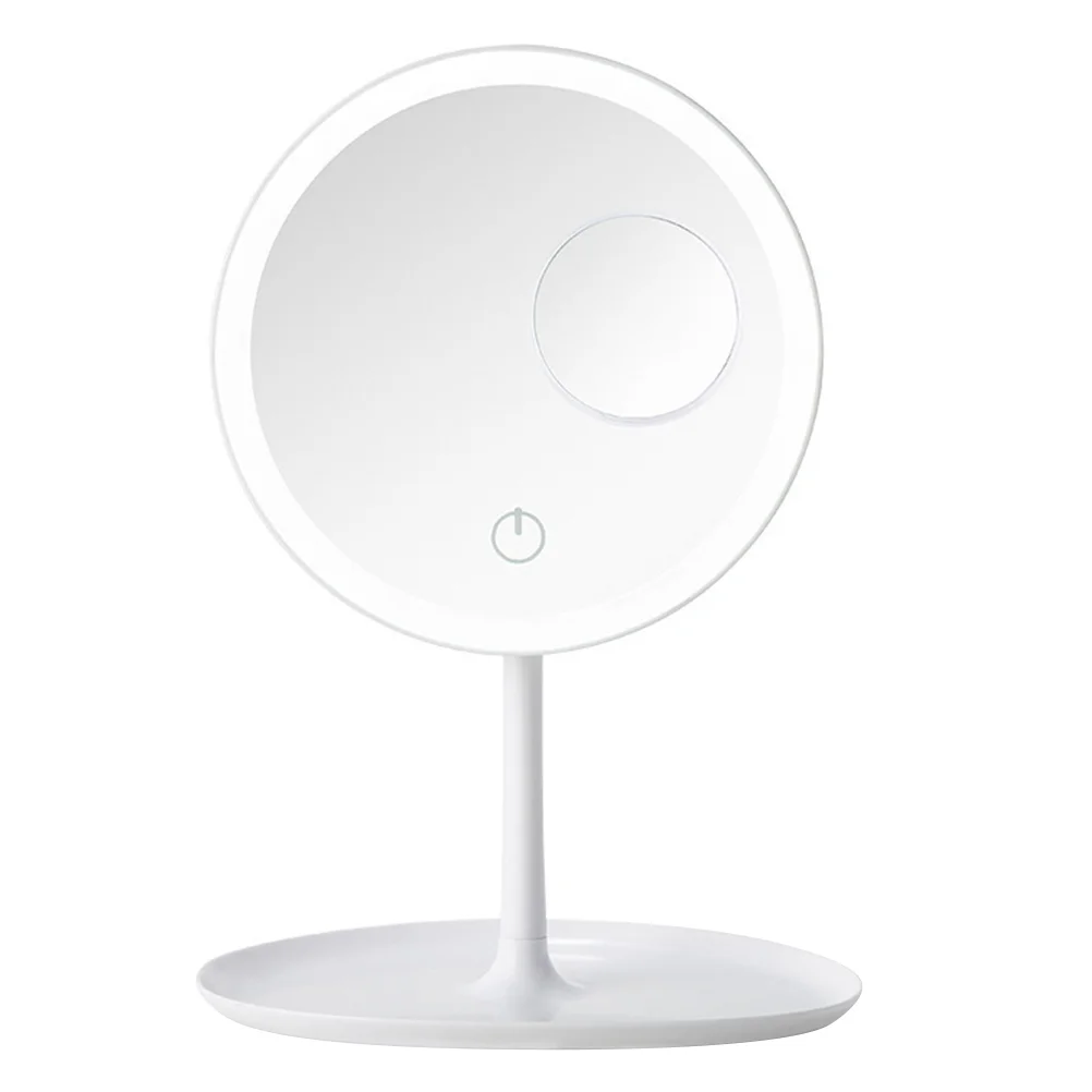 

Makeup Mirror Screen Vanity Mirror with LED Magnifying Mirror Tabletop Mirror for Bedroom Dresser Vanity Decor ( White )