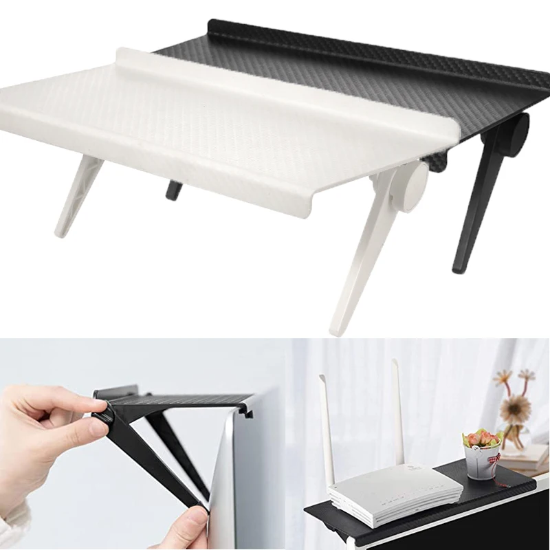 

Space Saving Non-slip Screen Top Storage Shelves Punch Free Adjustable Computer Storage Rack Shelf Adjustable Phone TV Holder