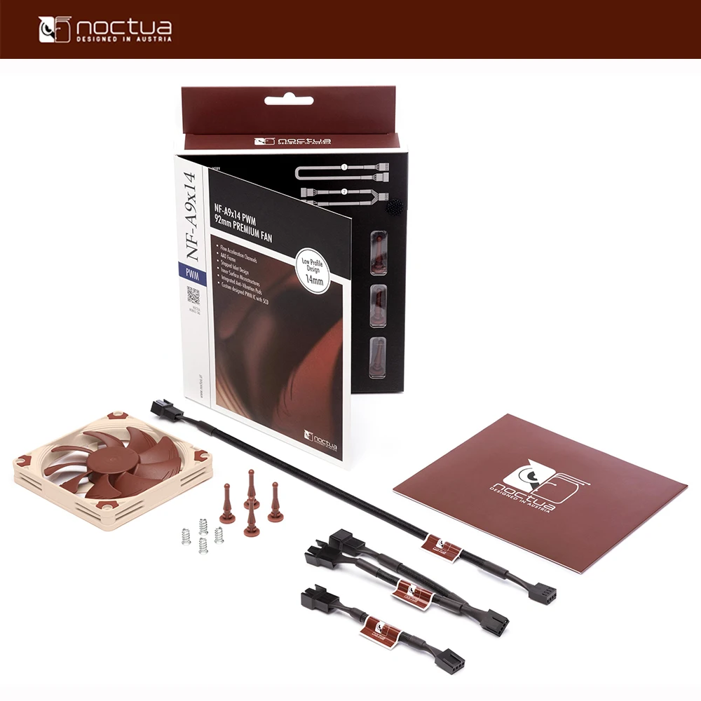 Фото Noctua NF-A9x14 PWM Chromax.Black.Запасный тонкий вентилятор 92x92x14 мм Бесшумный 4-контактный контроль температуры Тихий контроль Тихий вентилятор радиатора процессора №2