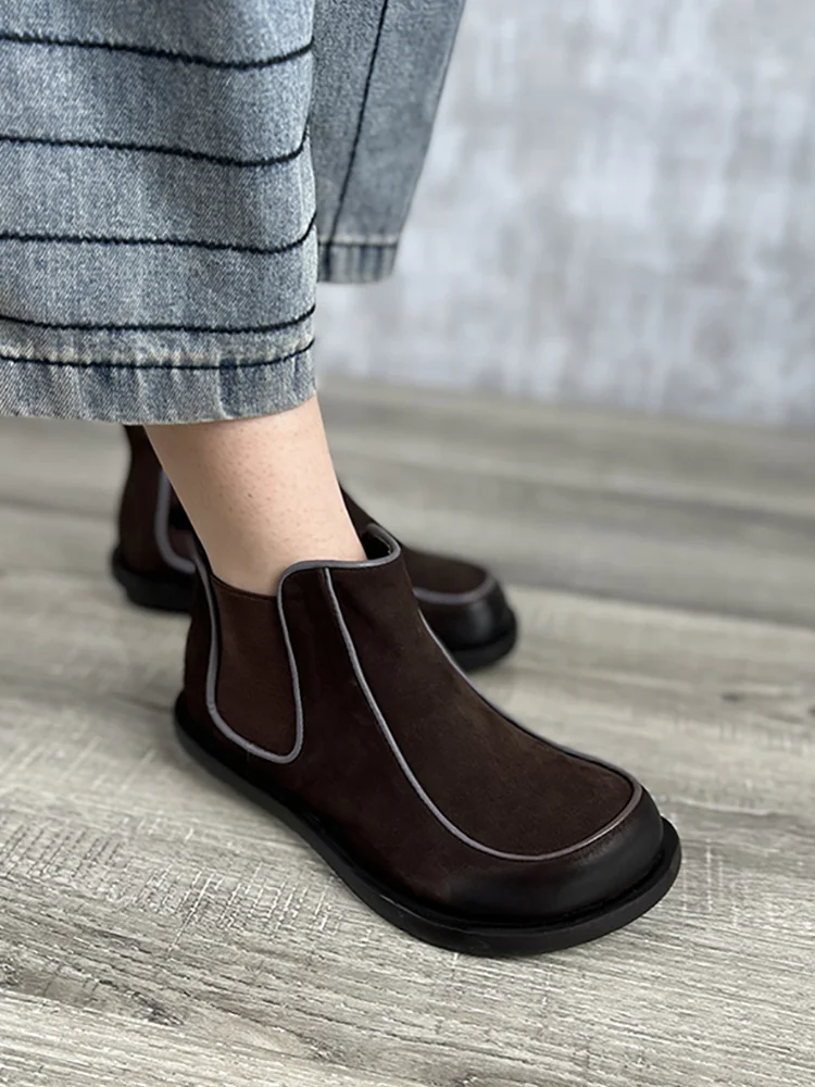 

Женские ботильоны из натуральной кожи, на низком каблуке, без застежки