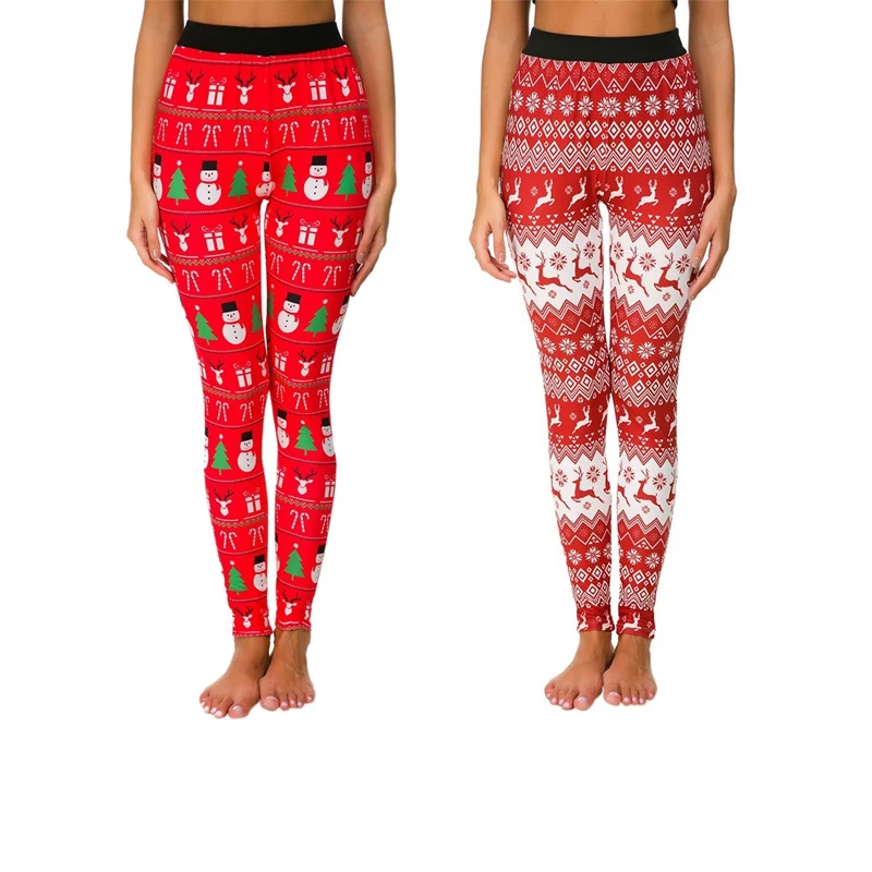 

Женские леггинсы с принтом рождественского оленя, 2 шт.