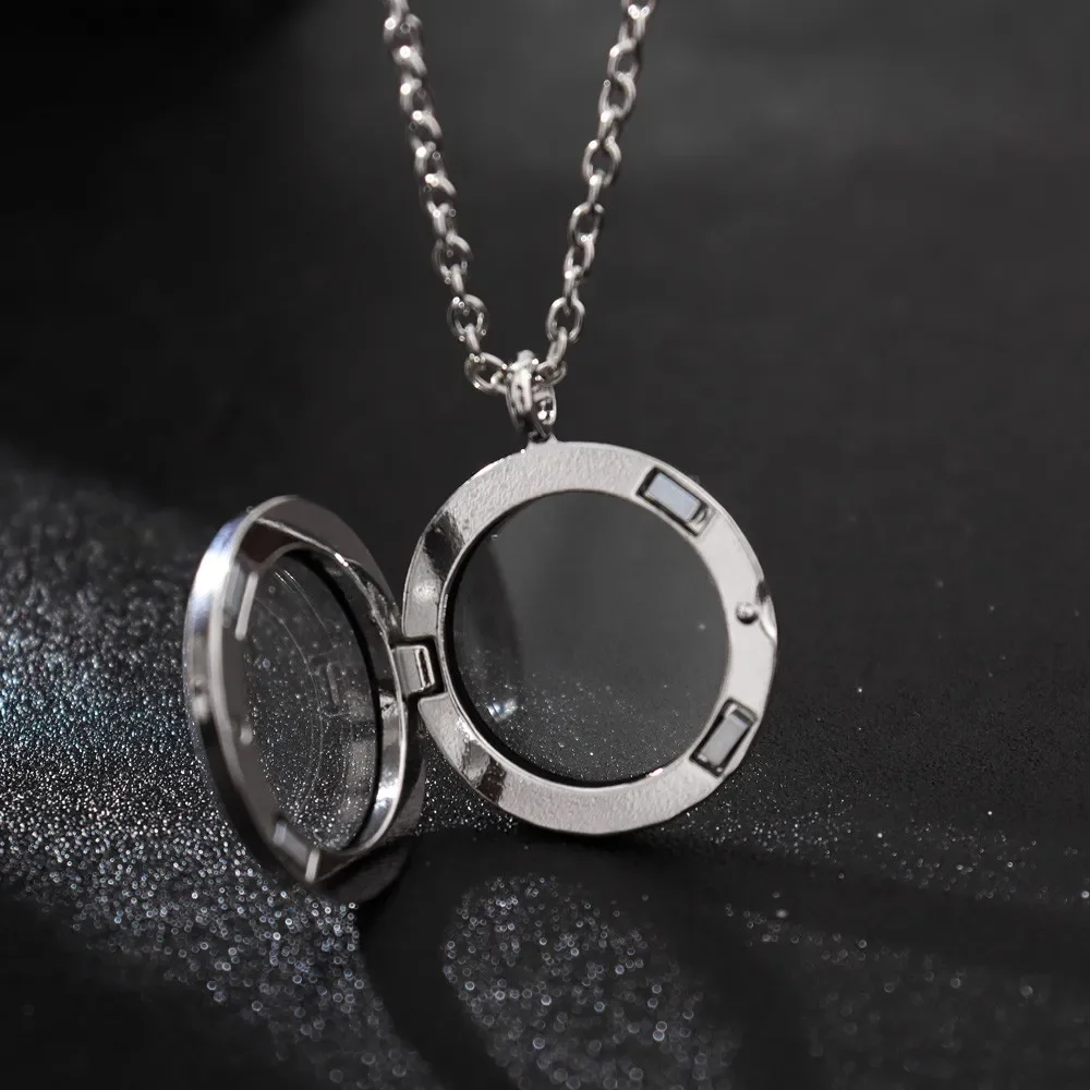 otworzyć okrągły szklany naszyjnik z osobowością Nowy damski ze stali tytanowej Akcesoria Biżuteria modowa