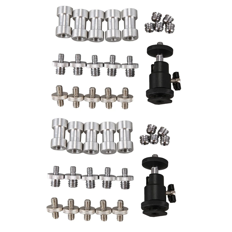 

Top Deals Camera Screw, 42 Pcs 1/4 Inch 3/8 Inch Converter Threaded Screws 1/4Inch Hot Shoe Adapter Mount Camera Ball Head Set