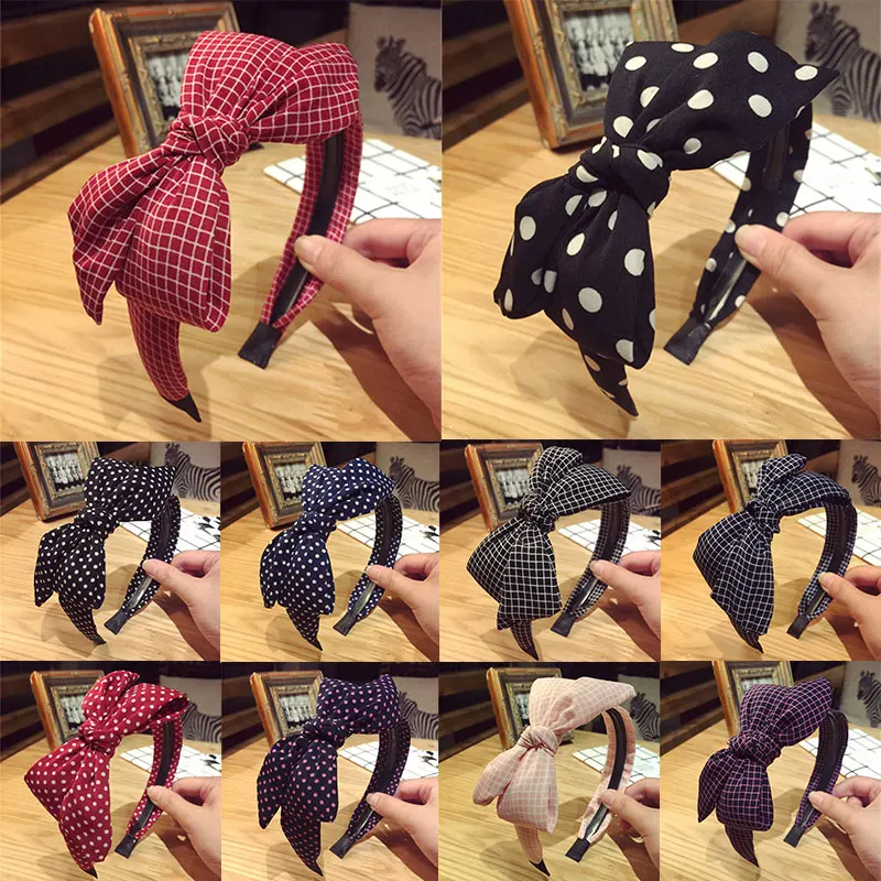 

Rabbit Ears Wide Knotted Headband for Women Hairband Dots Print Bow Headband Retro Headwear Headband Girls Teen Hair Turban Red