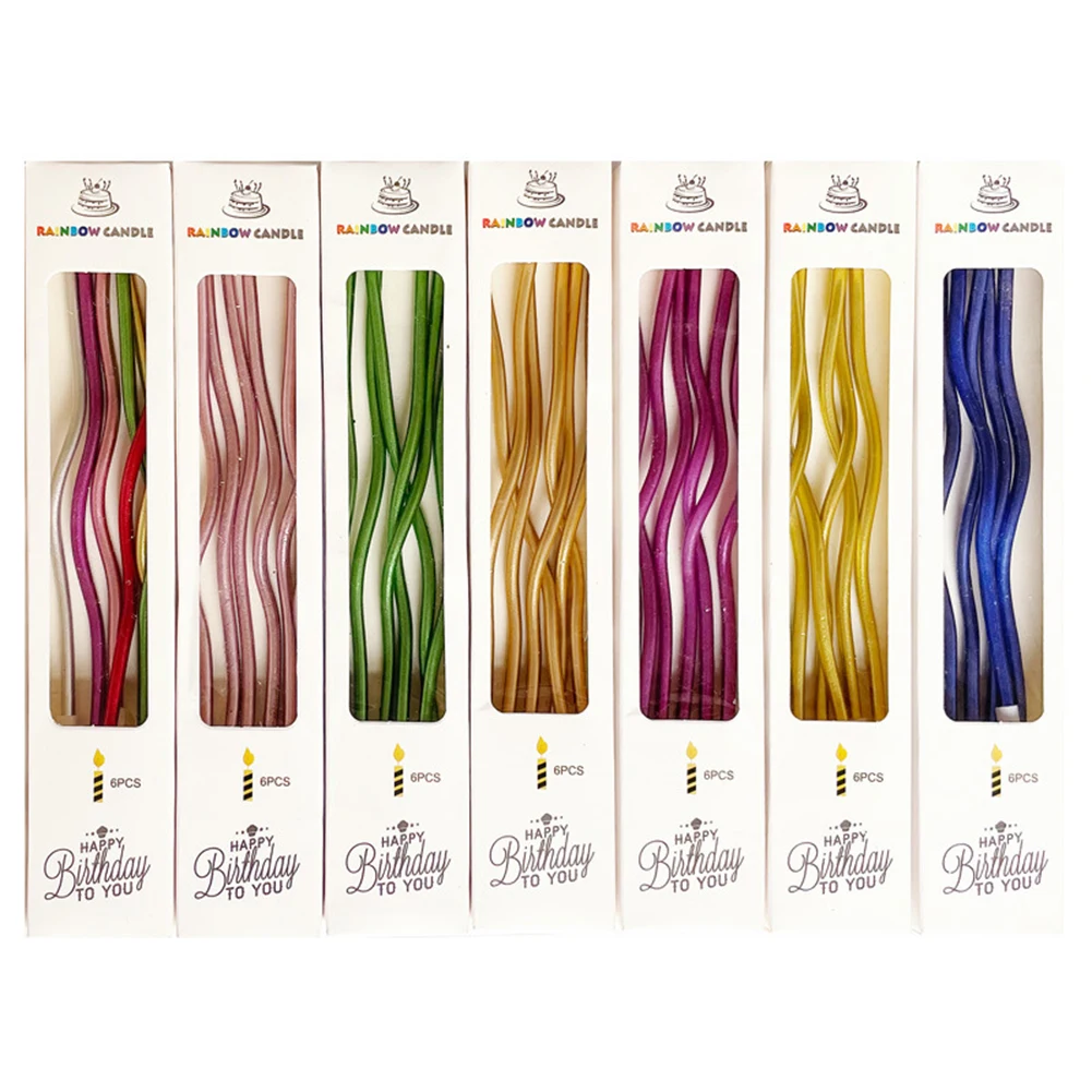 

1set Curve Wedding Birthday Candle Party Cake Decoration Thread Pencil Candle Birthday Rainbow Candle Cake Topper Party Supplies