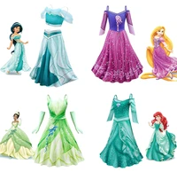 disney princess mermaid ariel rapunzel jasmine dress girls encanto mirabel isabela dolores tiana kids cosplay costume clothes