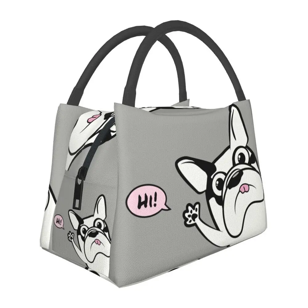 

Hi French Bulldog Insulated Lunch Bags for Women Animal Dog Love Resuable Cooler Thermal Bento Box Outdoor Camping Travel