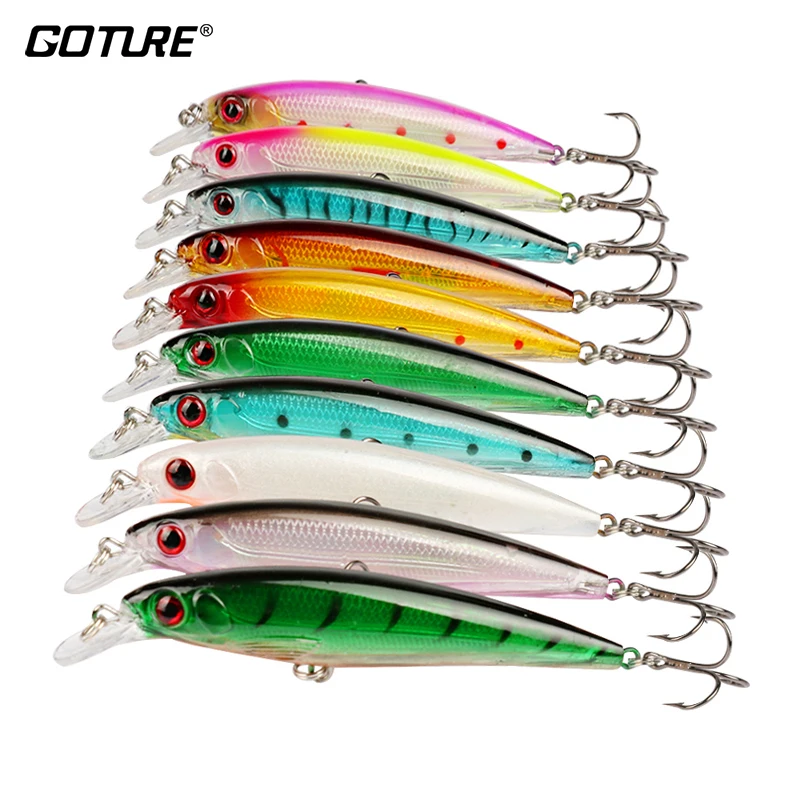 

Goture 10pcs/set 11cm/13.5g Minnow Fishing Lures Wobblers Fishing Lure Crankbait Hard Body Buzzbait Trout Pike Lures 10 Colour