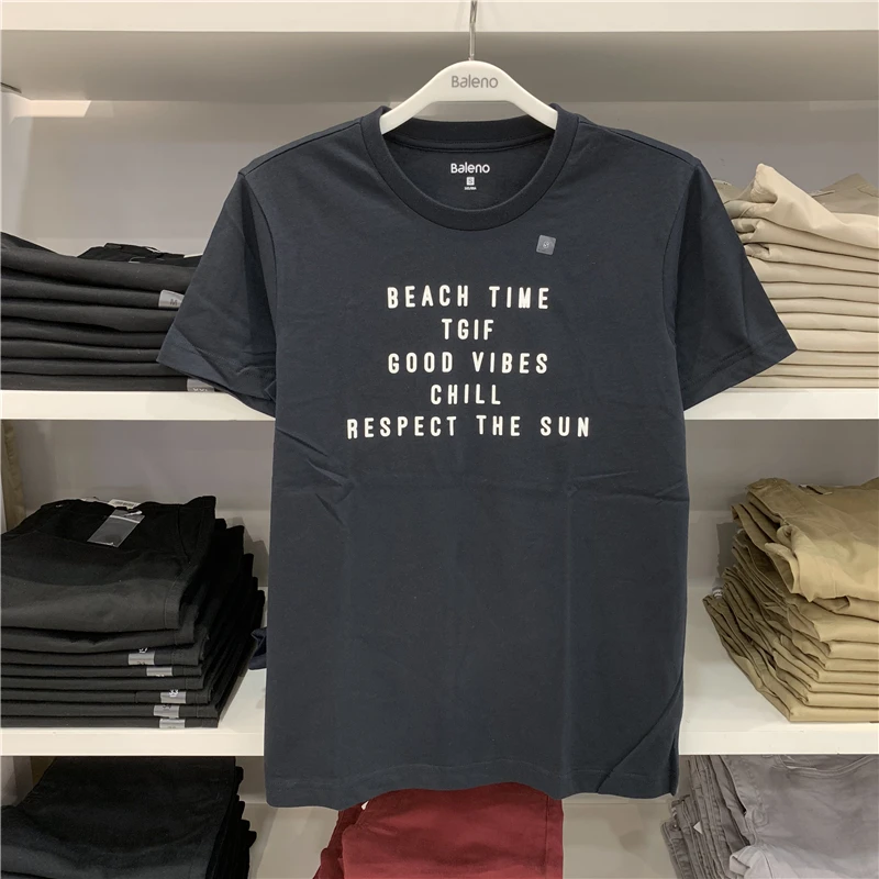Banney Road Summer New Trendy Letters Print Short sleeve T-shirt Men's Cotton Half Sleeve Top 8802279