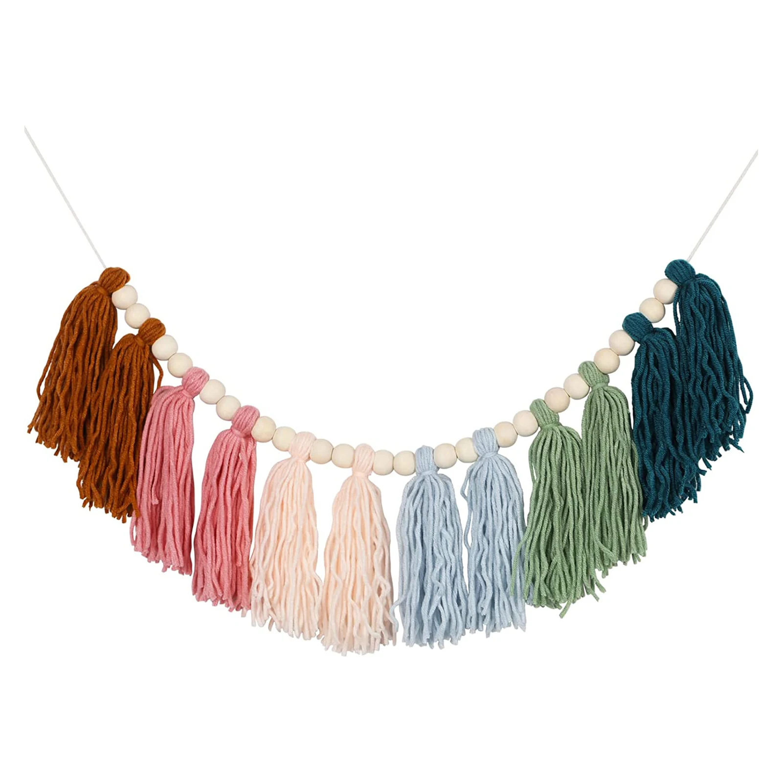 

Детская настенная висячая гирлянда с кисточками для детской комнаты, дома и офиса, с деревянными бусинами, подарок на день рождения, свадьбу, общежитие, детский душ, классная спальня