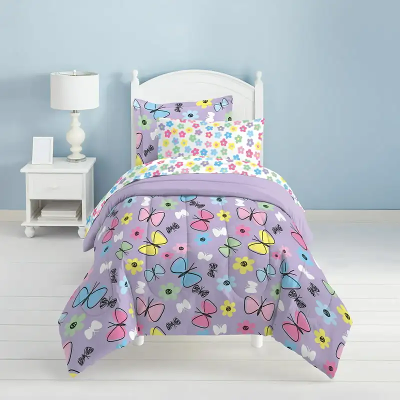 

Комплект постельного белья из 5 предметов, полиэстер, микрофибра, фиолетовый, розовый, небесно-голубой цвет, многофункциональный Комплект постельного белья, комплект постельного белья, двуспальный Размер