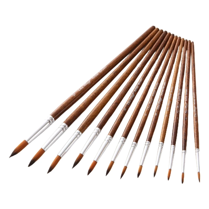 

12Pcs Watercolor Brush Pens Nylon Hairbrushes Suitable for Multi-purpose Pens