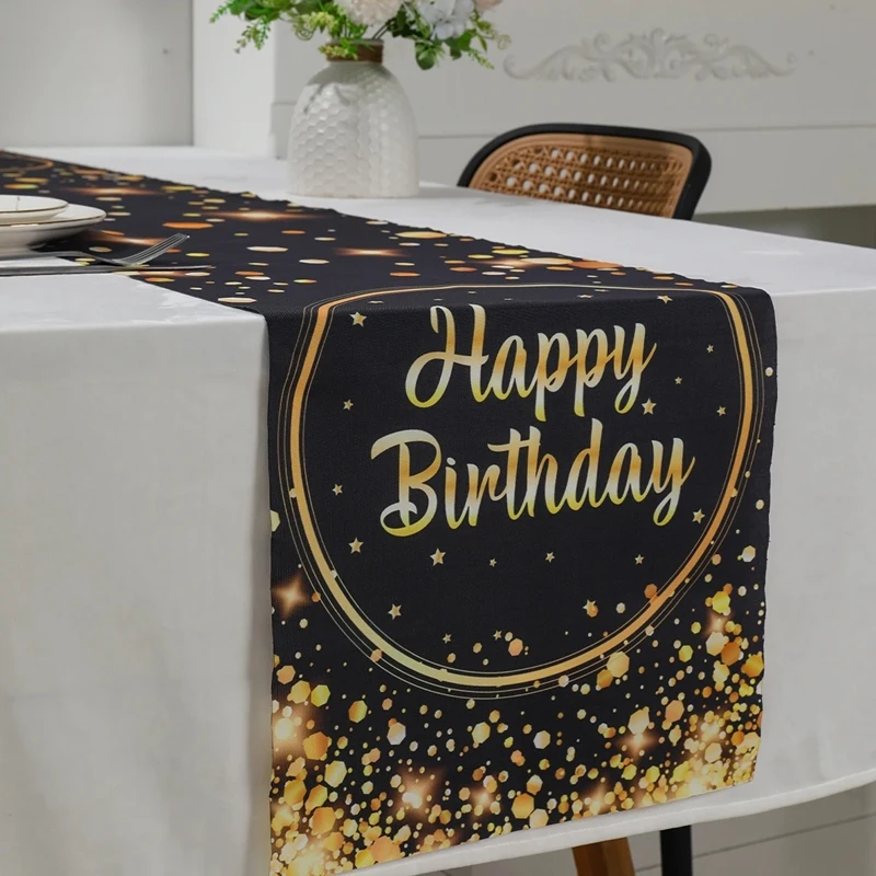 Черное Золото Дорожка Для Дня Рождения Украшения Скатерти Украшение Дома