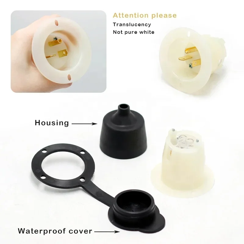 Фланцевая розетка YDA520P 20А 125В черная 3-проводная